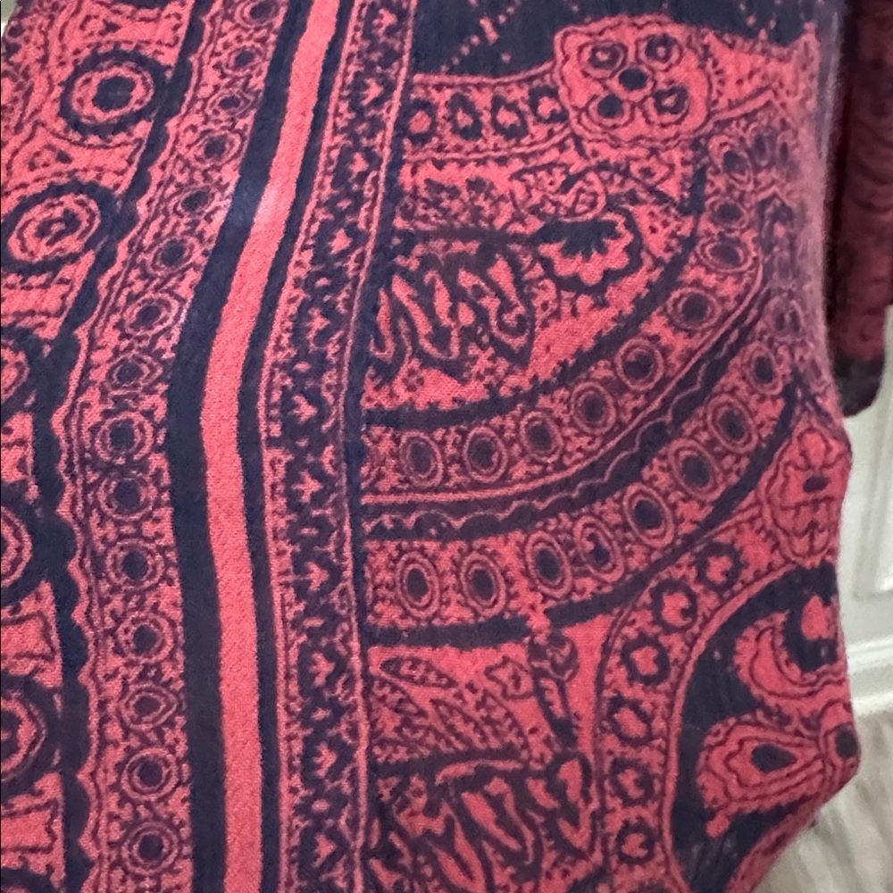 Free People Navy and Raspberry Patterned pants L boho - Picture 11 of 11